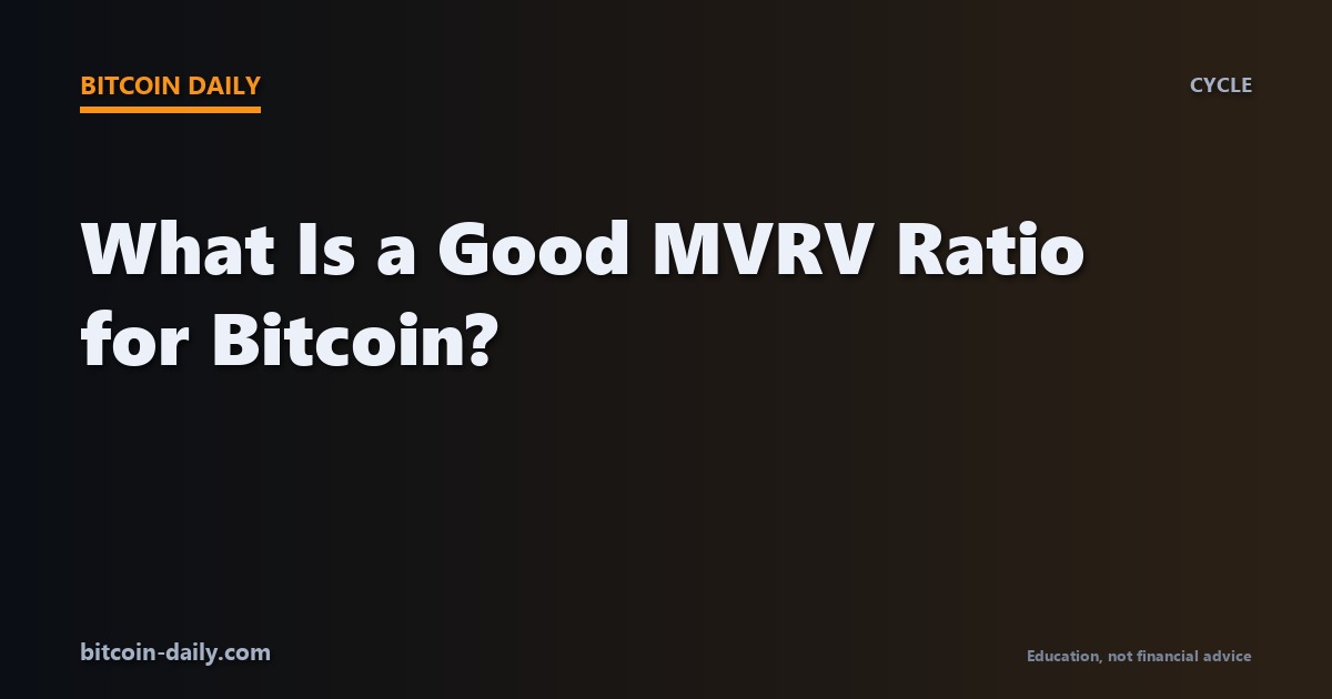 What is a good MVRV ratio for Bitcoin? The four zones from deep pain to overheated, explained with 15 years of cycle data.